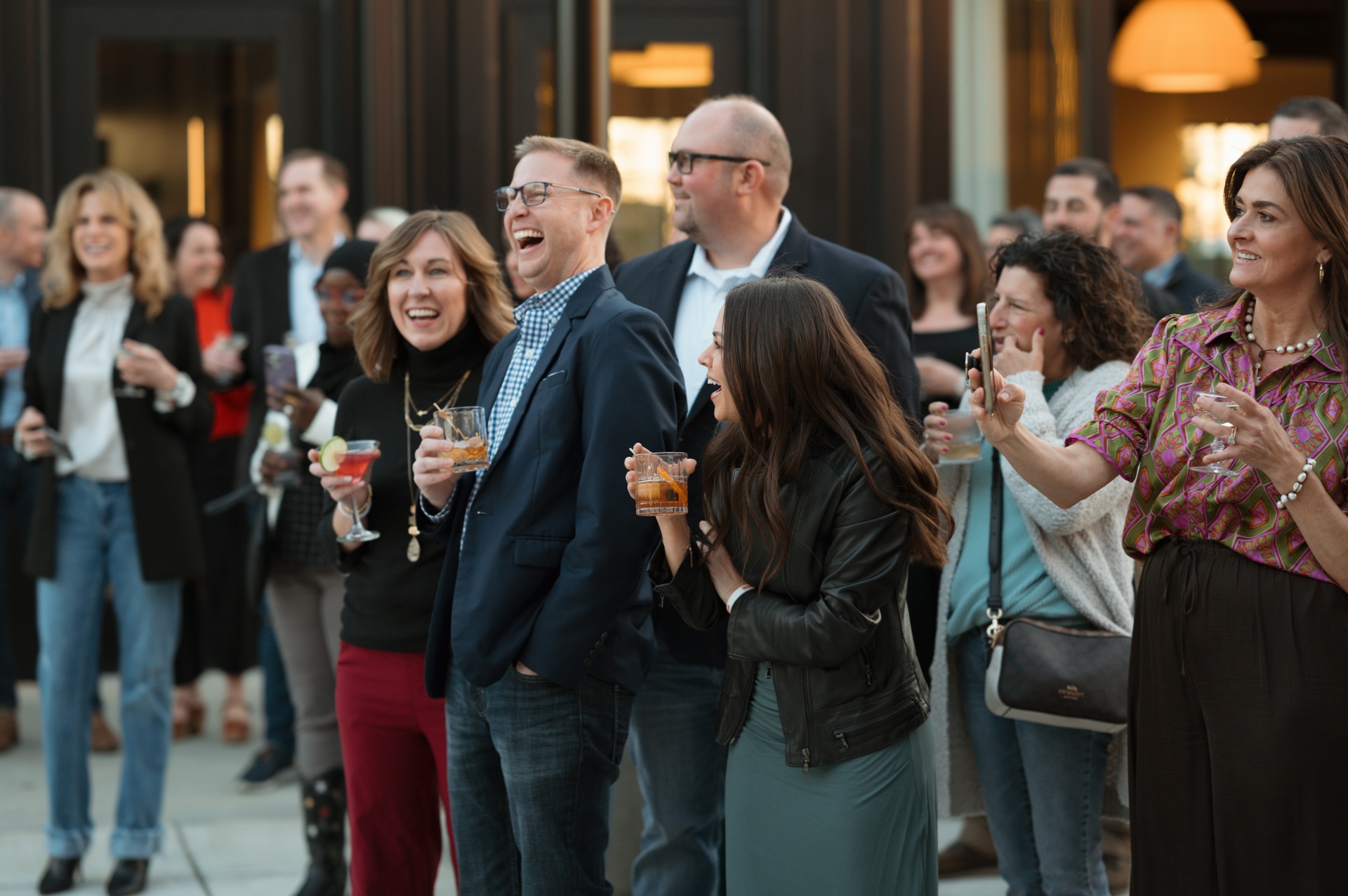 Guests enjoying craft cocktails at a corporate event at The Barrel Room